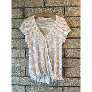 Maeve Multi-Stripe Lightweight V-Neck Wrap Top